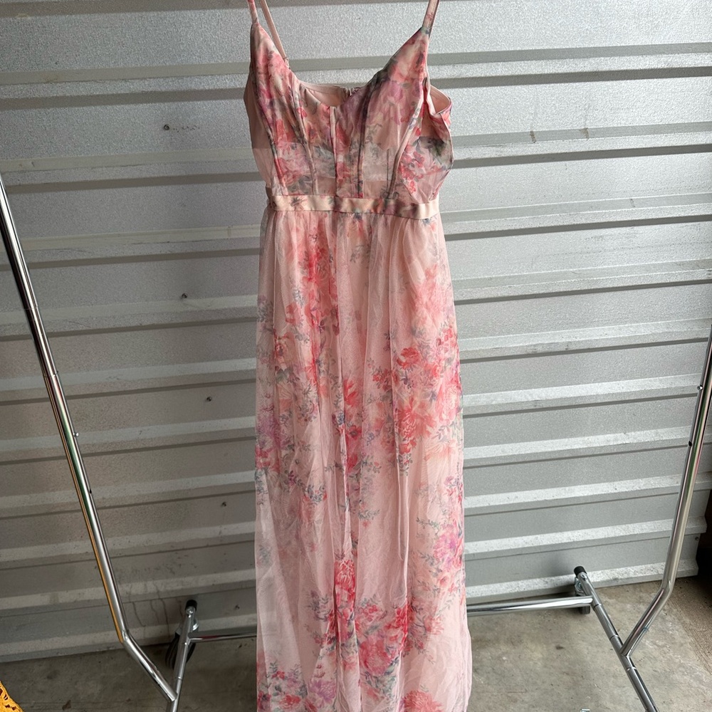 BCBG Floral Pink Prom Dress